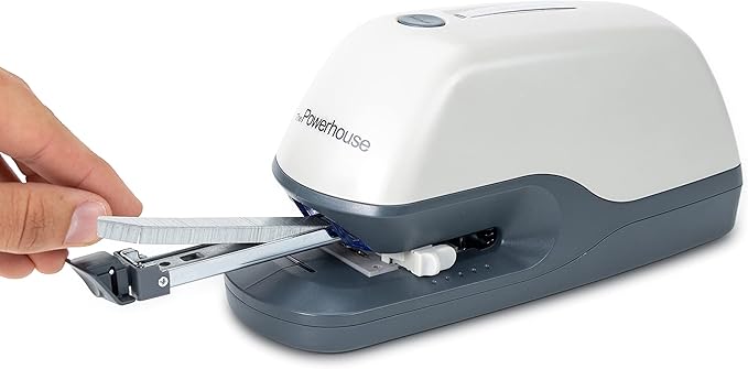 Powerhouse Ultra-Quiet 40 Sheet Premium Electric Stapler – Jam-Free Flat Clinch for Office, School, or Home – Adapter, Magnetic Remover, 1,250 Staples, Does not Require Special Staples