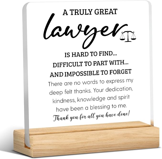 Lawyer Gifts for Men Women Lawyer Attorney Appreciation Thank You Graduation Gifts for Law-yer Office Desk Decor for Home Acrylic Sign Christmas Gift