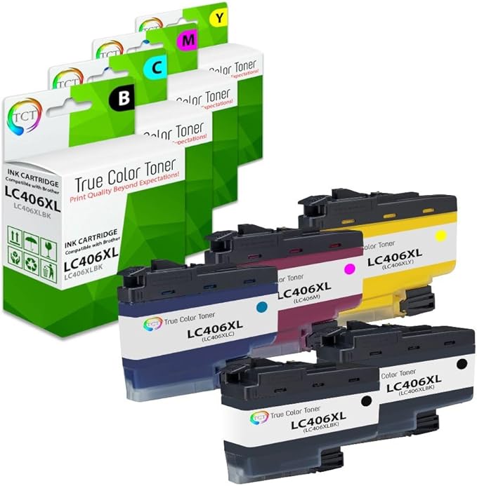 TCT LC406XL Ink Cartridge 5 Pack - Compatible Replacement for Brother LC406XL High Yield Works with Brother MFC-J4335 J4345 J4535 J5855 J5955 Printers (Black Cyan Magenta Yellow)