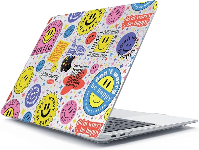 for MacBook Air 13 inch Case 2021 2020 2019 2018 A2337 M1 A2179 A1932, Plastic Hard Shell Case&Keyboard Cover&Screen Protector&Webcam Cover Compatible with MacBook Air 13" Retina, Smile