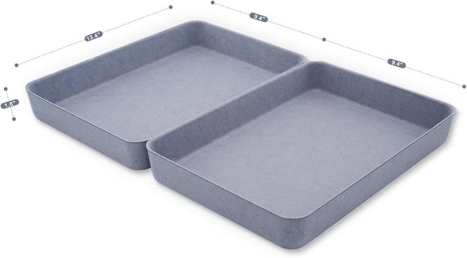 Welaxy 2-piece Office desk drawer organizer tray letter-size documents A4 paper book file Folder Holder storage bins ( Glacier Gray)