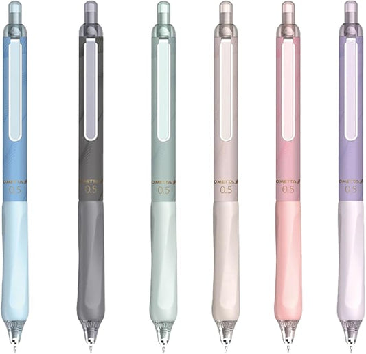 DUNBONG Retractable 0.5mm Porous Point Pen, metal clip, non-slip pen holder, Black ink gel pens, Box of 6 Pens (6)