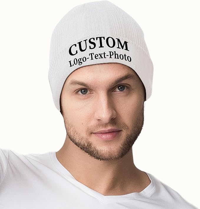 Custom Beanie for Men Women Bulk Custom Winter Hat Beanies with Logo Text Image Personalized Knit Hats Gifts for Business