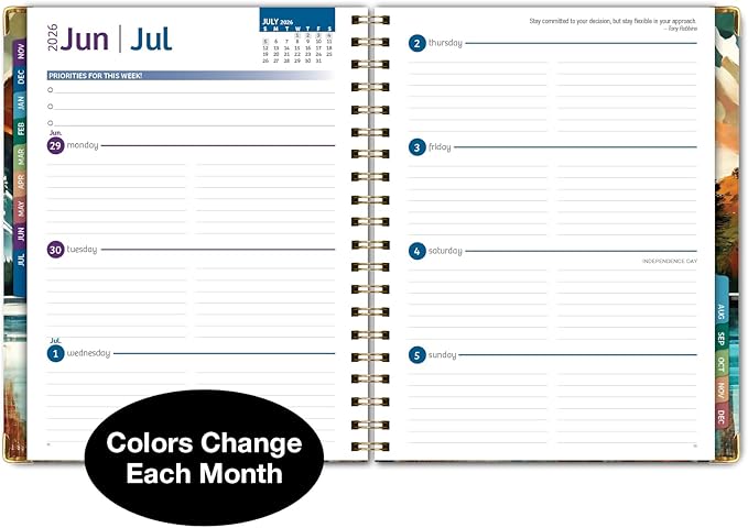 HARDCOVER 2026 Planner, 8.5"x11": 14 Months (November 2025 - December 2026), Daily Weekly Monthly Planner, Yearly Agenda, Bookmark, Pocket Folder and Sticky Note Set (Lake View)