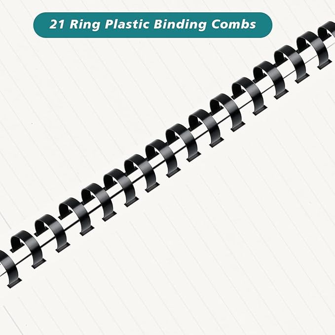 150 Pack Plastic Binding Combs, 21 Ring Binding Combs Letter Size Plastic Spiral Binding for Notebook Calendars Picture Album - Multi Sizes 1/4 5/16 3/8 1/2 5/8 3/4 in
