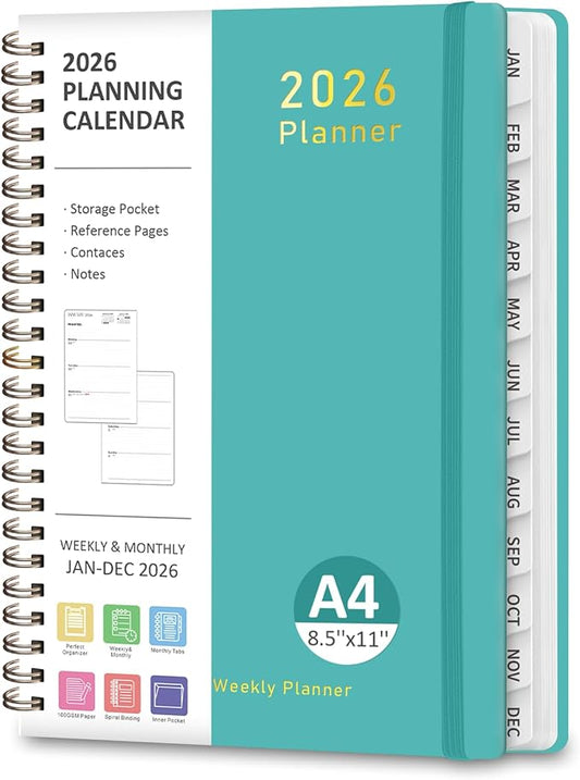2026 Planner, Weekly and Monthly Calendar Academic Planner, Jan 2026 - Dec 2026, Planning Agenda Book for Desk Accessories and School Supplies - Letter Size (8.5'' x 11'')