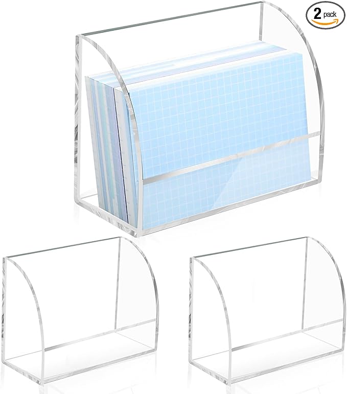2 Pack Index Card Display Stand 3x5 Acrylic Card Holder for Desk File Note 4x2.4x5.4 Inch Clear Postcard Stand Index Card Rack Acrylic Business Card Stand for Office Business Classroom (No Card)