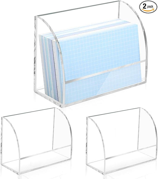 2 Pack Index Card Display Stand 3x5 Acrylic Card Holder for Desk File Note 4x2.4x5.4 Inch Clear Postcard Stand Index Card Rack Acrylic Business Card Stand for Office Business Classroom (No Card)