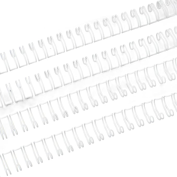 100Pcs Double Loop Wire Binding Spines, 60 Sheets, 3:1 Pitch, 34 Loop, 3/8in Diamete, for A4 Paper Documents, Files, Reports (WHITE)