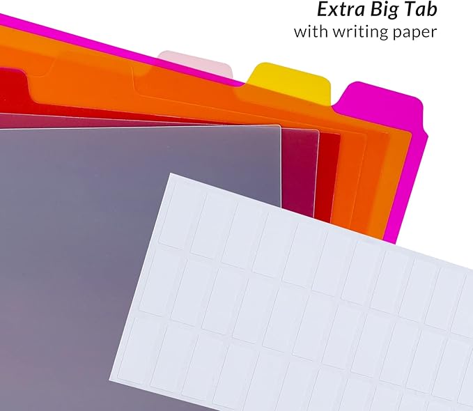 Seashell 3 Ring Binder Dividers with 8 Tabs, 3 Sets Plastic Binder Dividers for Notebooks and 3 Ring Binders, Letter Size, Durable, Assorted Colors