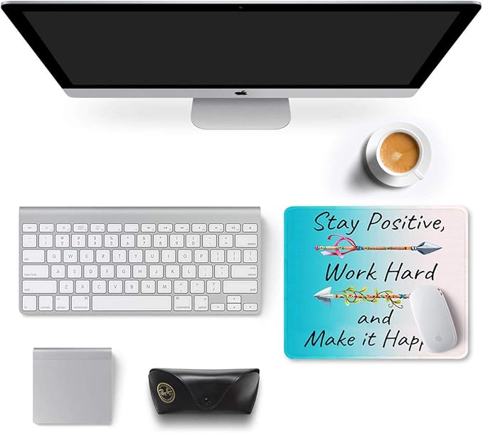 Auhoahsil Mouse Pad, 12 x 10 in Thick Rubber Premium-Textured Non-Slip Stitched Edges Waterproof Square Mouse Mat with Cute Pattern for Gaming Work Computer Office, Larger, Inspirational Quotes