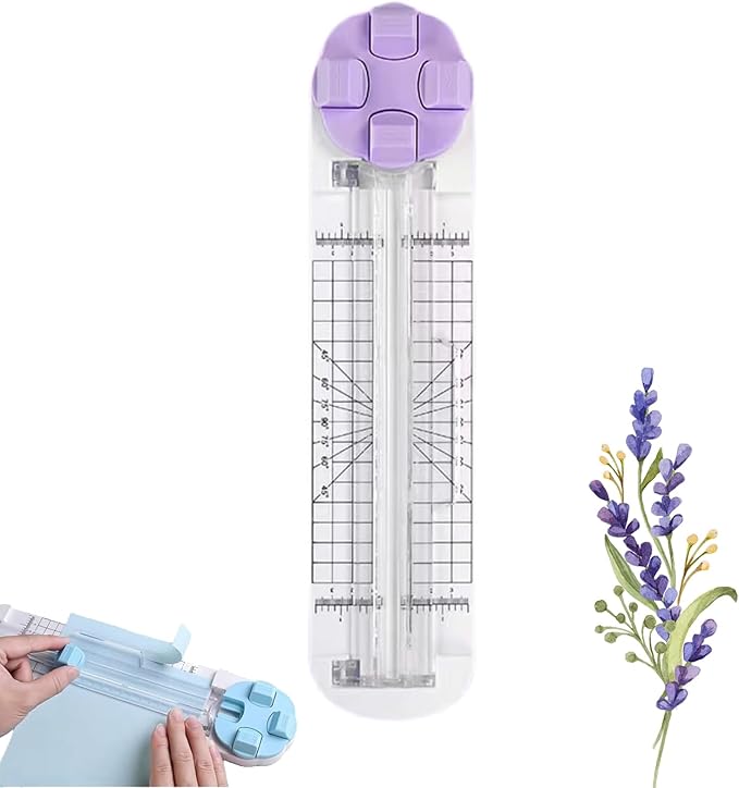 4-in-1 Multi-Function Paper Trimmer,Bidirectional Papers Cutter,Bidirectional Rotary Paper Cutter for A4/Photo/Card, for Daily Manual and Office Use (Purple)