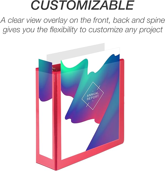 Samsill 4 Inch 3 Ring Binder, Made in USA, Economy Round Ring, Clear View Cover, 675 Sheet Capacity - for Schooo, Home, Office - Ruby Red