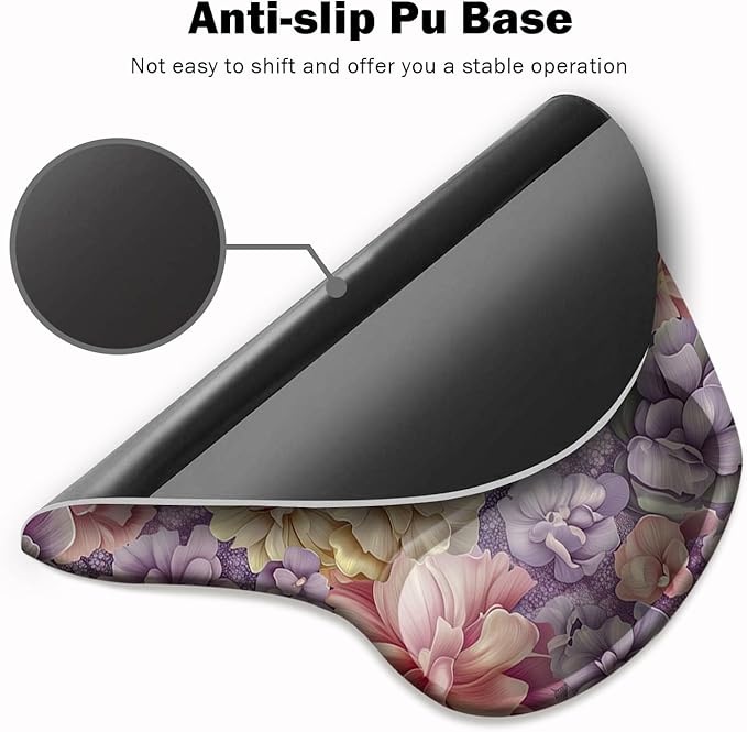 Ergonomic Mouse Pad with Wrist Support,Mouse Pad with Wrist Rest and Coaster Set,Office Supplies Non-Slip Mouse Pads for Desk, Non-Slip Comfortable,Boho Floral