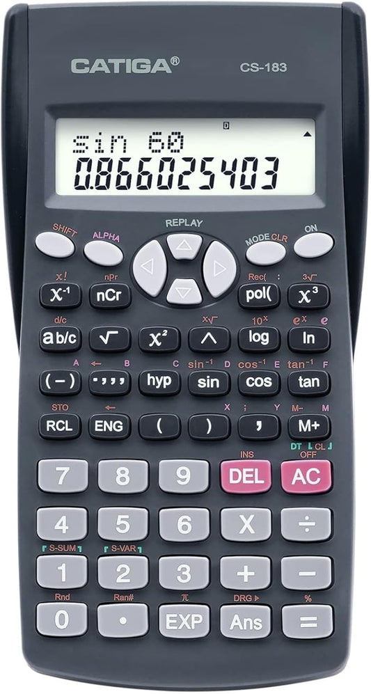 Scientific Calculator 2 Line - for Math (Algebra and Trigonometry), Science, Statistics, Engineering, Physics, Business Class, Over 200 Functions, with Memory and Replay Function
