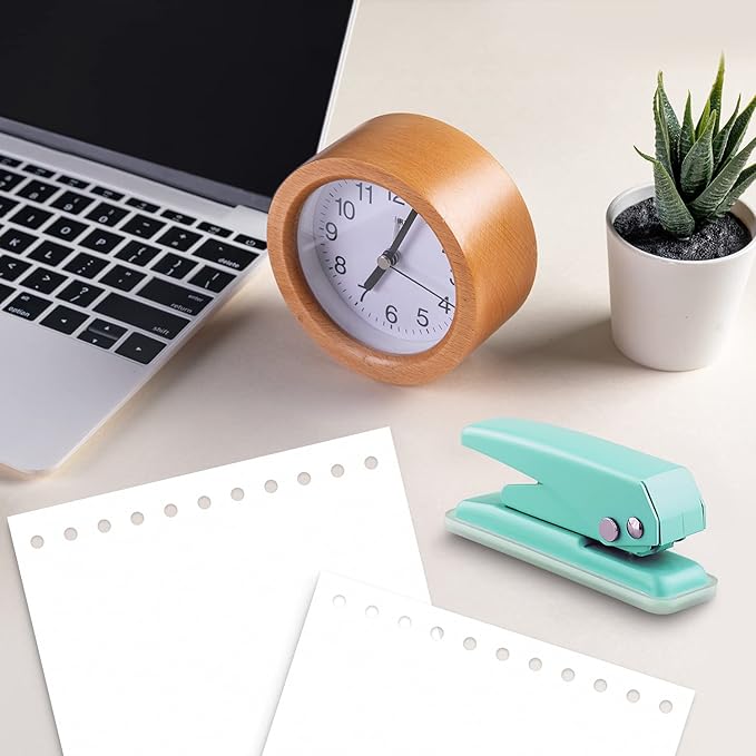 Single Hole Puncher Handheld 1/4 Inches Hole Punch, 20 Sheet Paper Punch Capacity Metal Hole Puncher with Skid-Resistant Base for Paper, Chipboard, Art Project, Green