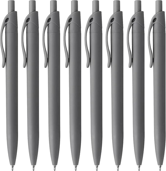 Bribobo 8 Pack Ballpoint Pens Retractable No Bleed Black Click Pens, Pens Medium Point, Smooth Ink Pens, 1.0MM Black Ink, Grey