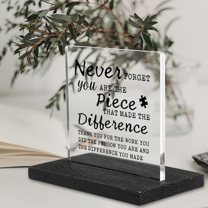 Appreciation gifts for Mentor Teacher Nurse, Going Away Gift Retirement Gift for Coworker Boss, Never forget you are the Piece that Made the Difference, Funny Office Desk Decor-DX109