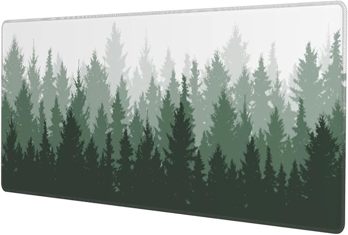 Green Tree Forest Gaming Mouse Pad Non Slip XL Large Mousepad Stitched Edge Rubber Base Desk Mat for Laptop PC Computer