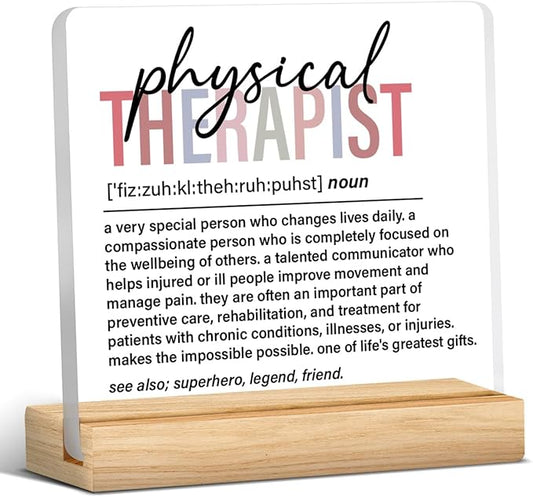 Physical Therapist Gifts for Men Women, Thank You Appreciate Gifts, Retirement Gift, Physical Therapist Definition Acrylic Desk Sign Office Decor