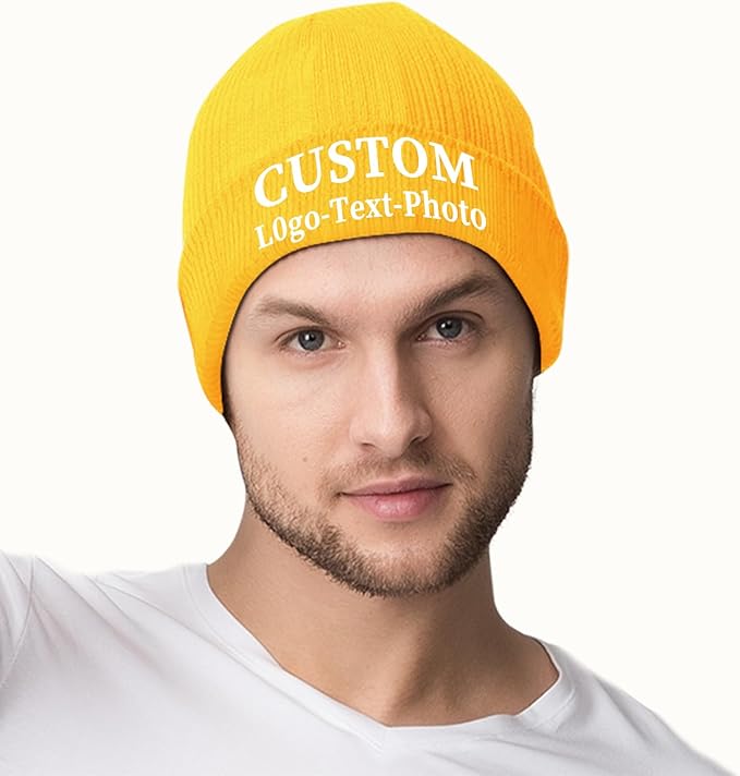 Custom Beanie for Men Women Bulk Custom Winter Hat Beanies with Logo Text Image Personalized Knit Hats Gifts for Business