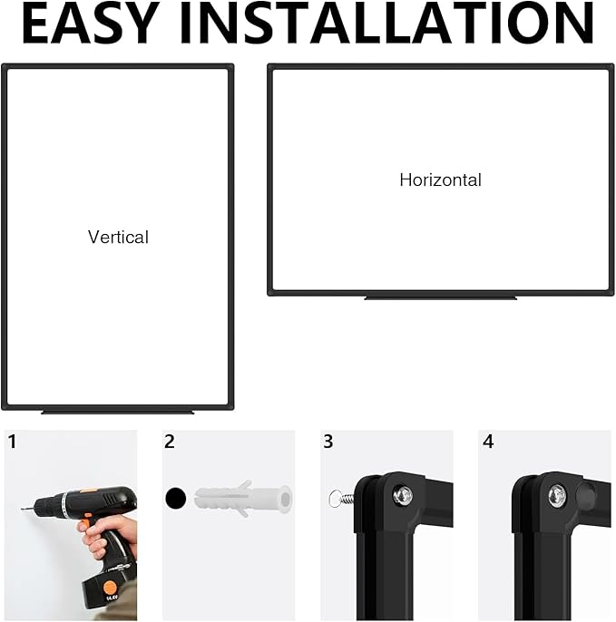 XBoard Magnetic Whiteboard 48 x 31 inch - Dry Erase Board with Black Aluminum Frame, White Board with Detachable Marker Tray