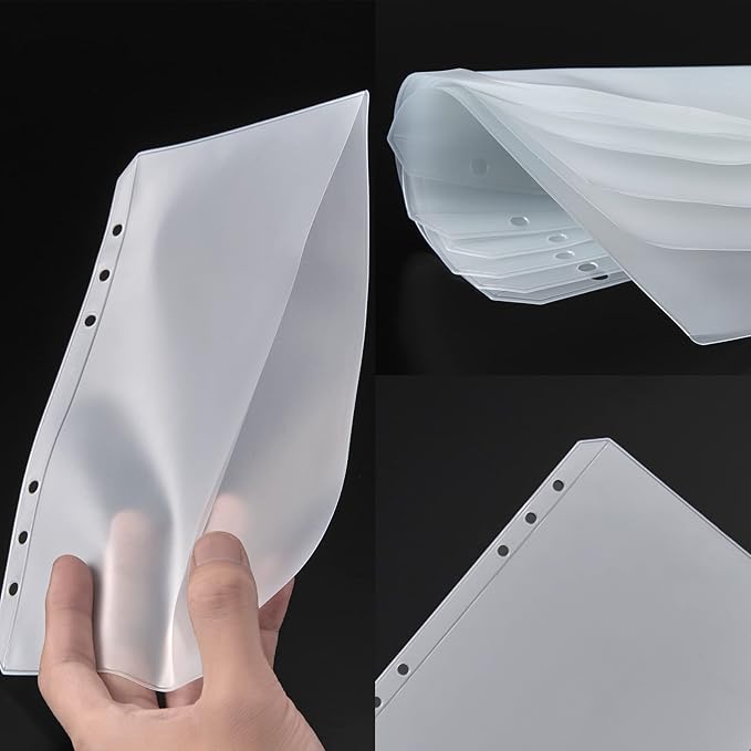 15pcs A5 Binder Pockets with No Zippers, Zipless Budget Envelopes for Cash System, A5 Binder Pouch for 6 Ring Binder, Money Folder Organizer for Cash.