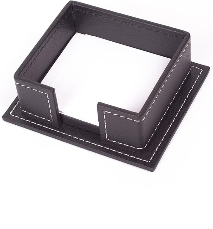 Leather Desk Set-Desk Office Accessories-Office Organizer- Home Office Accessories - Desk Supplies - Desk Storage Organizer -Desk Pad-Storage-12 Pieces -12 PCS (Black-WHITESEAM)