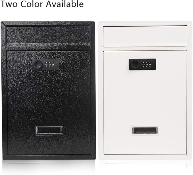 KYODOLED Locking Wall Mount Mailbox, Mail Boxes with Combination Lock for Outside, Security Drop Box with Code,12.4H x 8.54L x 3.35W Inches, Black