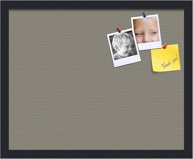 PinPix 20x16 Inch Cork Bulletin Board. This Decorative Framed Pin Board Comes with Pewter Design and a Satin Black Frame. Ideal for Home Office Decor or Message Board (PinPix-1812)