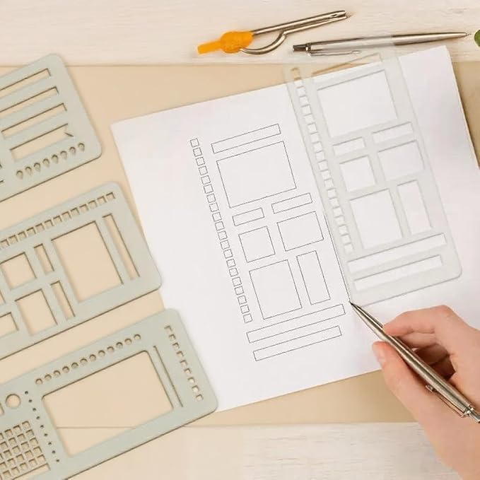 Reusable Flexible Record Template Stencils for Dot Grid Journals, Daily Planning, Journaling, Checklists, Lines, Boxes, Handmade Planner (B)