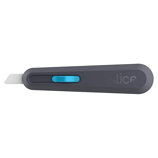 Slice Smart-Retract Utility Knife | Blade Automatically Retracts as Cutting Motion Finishes | Heavy Duty Box Cutter | Safe Ceramic Blade Lasting 11x Longer than Metal | 1 Pack