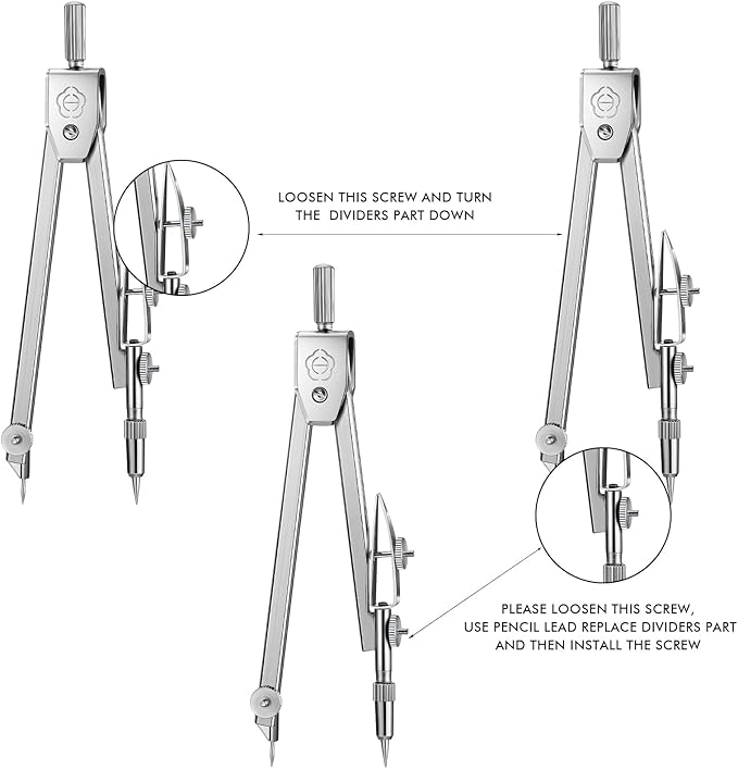 Zonon 2 Set Protractor and Compass Set, Student Geometry Math Set Drawing Compass and 6 Inch Clear Swing Arm Protractors 180 Degree Math Protractor