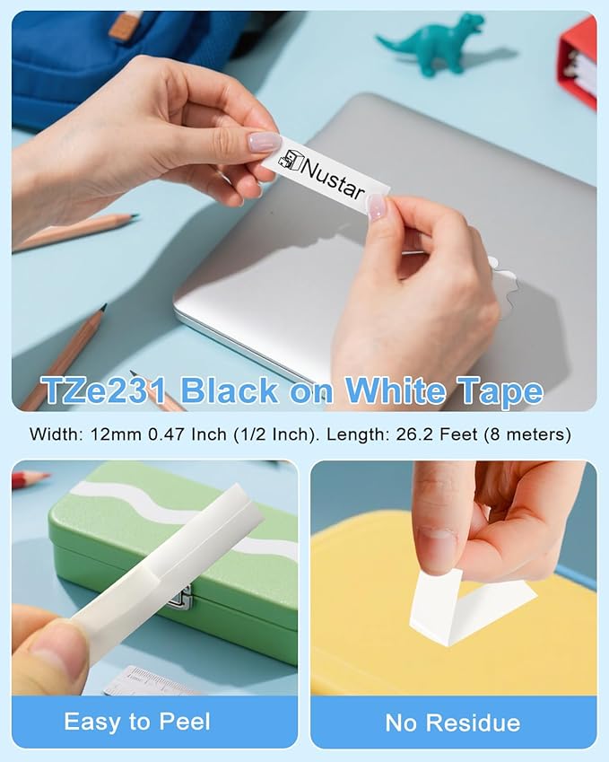 Rplacement for Brother Label Maker Tape Refill 12 mm 0.47 Laminated White TZe-231 Compatible with Brother P-Touch PT-H110 PT-D210 Label Maker Machine, Black on White, 1/2 Inch x 26.2 Feet, 14 Pack