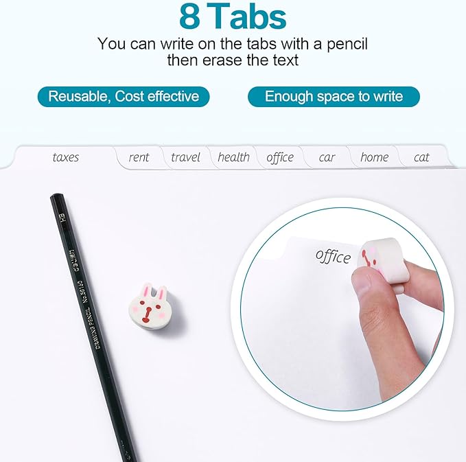 Fulmoon 320 Pieces 3 Ring Binder Dividers with Tabs 40 Sets 8 Tab Dividers for 3 Ring Binders Letter Size 3 Hole(White)