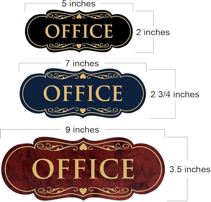 All Quality Designer Office Sign | Easy Installation - Brushed Gold - Medium (2 Pack)