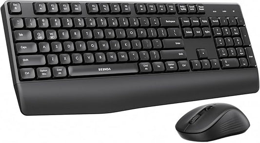 seenda Bluetooth Keyboard and Mouse, COE200 USB + Bluetooth Multi Device, Ergonomic Keyboard Mouse Set, Full-Size Wireless Combo Compatible for Mac OS/Windows PCs Computers Laptops MacBooks - Black