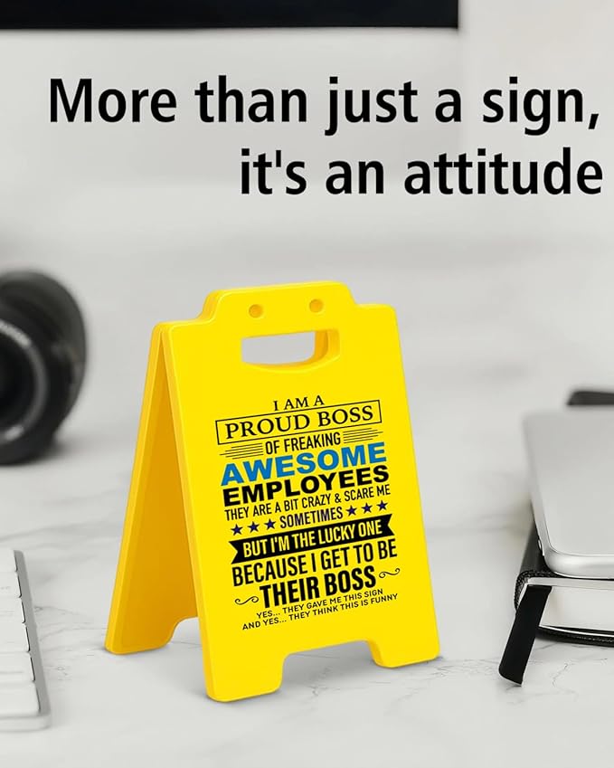 Funny Boss Gifts for Men Women, Birthday Gifts for Bosses Male Female from Employee, Boss Day Gift Fun Office Desk Little Signs