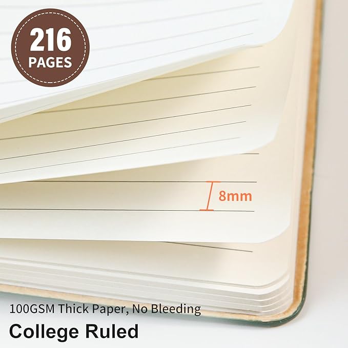 Lined Journal Notebook for Work College Ruled Note Book 7.2"x9.6" B5 PU Leather Daily Journaling 160 Pages for Women Men Writing Home School Supplies Business (Coffee)