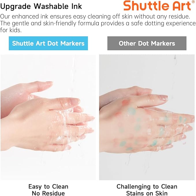 Shuttle Art Washable Dot Markers 26 Colors with Free Activity Book, Fun Art Supplies for Kids Toddlers and Preschoolers, Non Toxic Water-Based Paint Daubers, Dot Art Markers