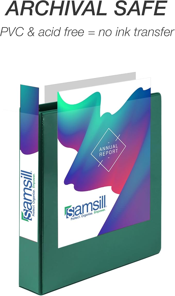 Samsill 1.5 Inch 3 Ring Binder, Made in USA, Economy Round Ring, Clear View Cover, 325 Sheet Capacity - for School, Home, Office - Forsest Green