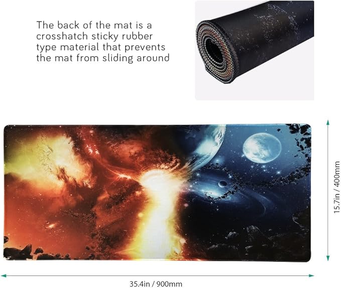 XXL Professional Large Mouse Pad & Computer Game Mouse Mat (35.4x15.7x0.1IN, 90x40 fireball007)