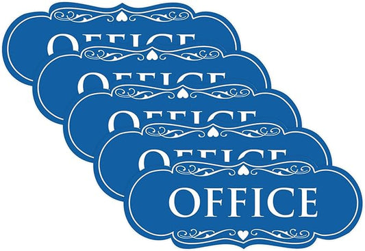 All Quality Designer Office Sign | Easy Installation - Blue - Large (5 Pack)
