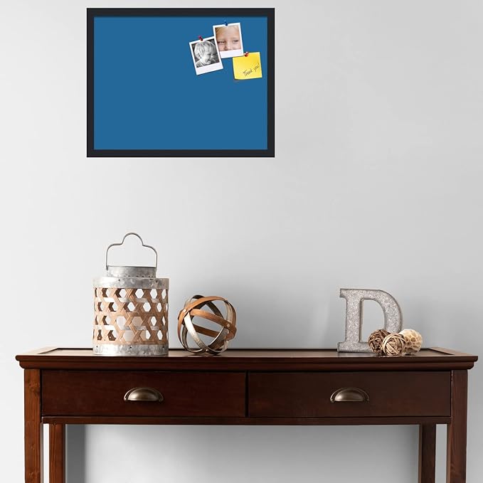 PinPix 22x17 Inch Cork Bulletin Board. This Decorative Framed Pin Board Comes with Navy Pastel Design and a Satin Black Frame. Ideal for Home Office Decor or Message Board (PinPix-1811)