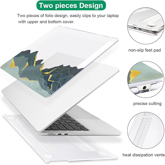 for 2022 2023 2024 2025 MacBook Air 13.6 inch Case M4 A3240 A3113 M3 A2681 M2, Crystal Plastic Hard Shell Case Keyboard Cover for Mac Air 13.6 M4 Liquid Retina Display, Circling Mountain