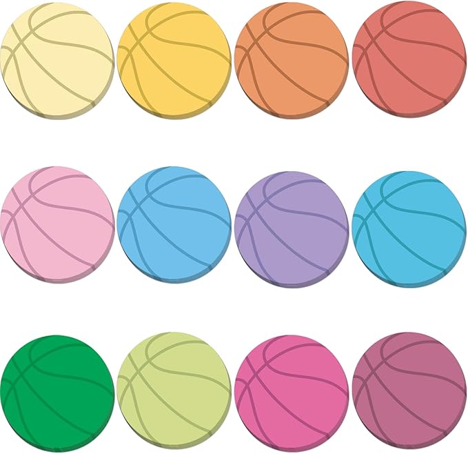 12 Pcs Basketball Shaped Sticky Notes Basketball Note Pads Colorful Self Sticky Post Notes Cute Mini Memo Sticky Tabs for School Office Home Stationery Supplies Party Favors