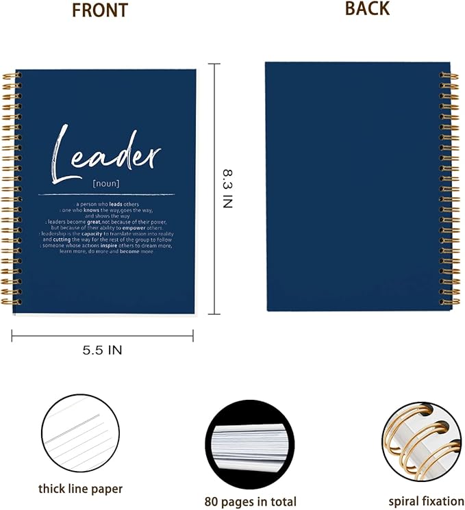 OXW Navy Blue Meeting Notebooks for Work, Leadership Gifts Office Work Notebook Journal for Writing Note Taking, Thank You Gifts for Women Men Leader Mentor Boss Manager Principal, 5.5"x8.3"