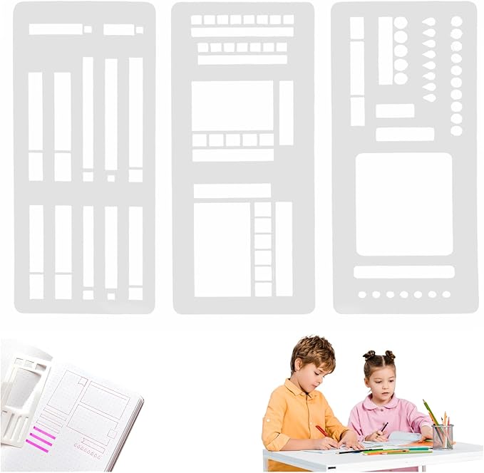 Handmade Flexible Record Template,Handmade Flexible Planner Stencils,Planner Stencils,Flexible Drawing and Checklist Templates,Planner Stencil Set Compatible with Coils Discs and Rings (B Type*1 Set)