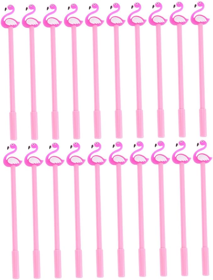 20Pcs Flamingo Gel Pens Fine Tip Cartoon Writing Pens for Students School and Home Use with Ink Capacity and Design