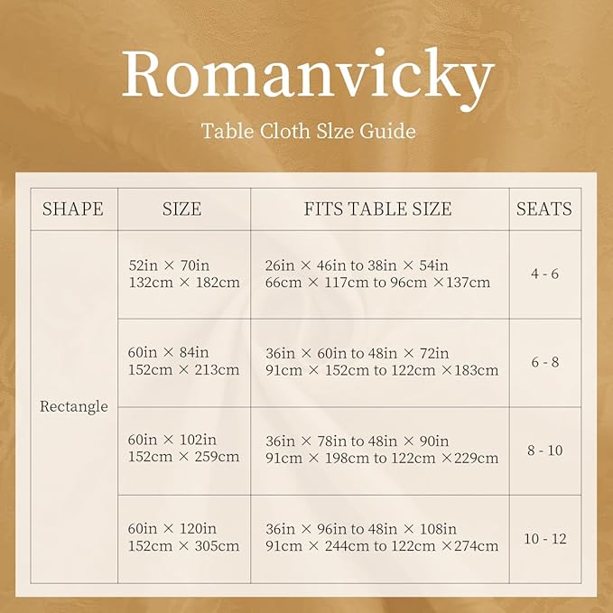 Romanvicky Christmas Jacquard Tablecloth Gold Flower Pattern Rectangle Table Cloth Spill Proof Wrinkle Resistant Polyester Table Cover for Party, Dining, Thanksgiving Decoration, 60 x 120 Inch